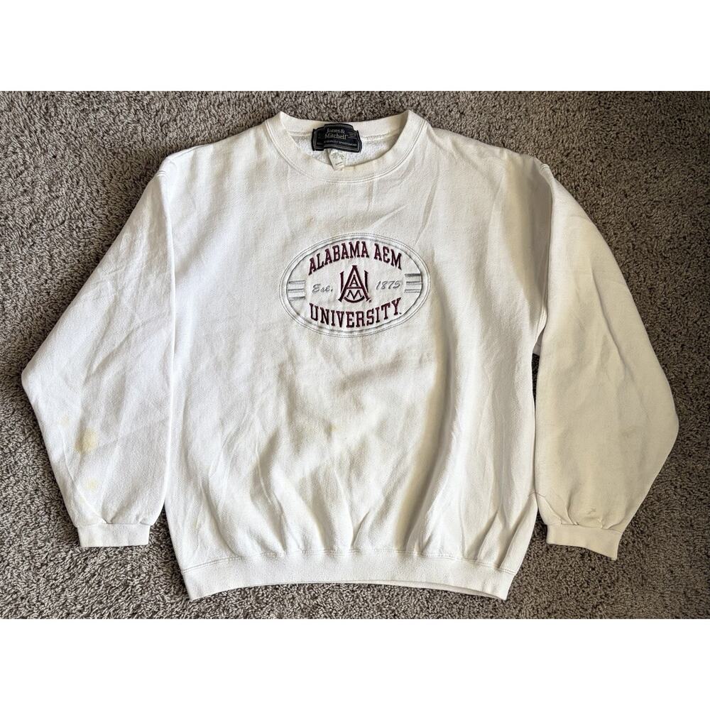 Vintage Jones & Mitchell Alabama A&M Bulldogs Sweatshirt White NCAA Size L